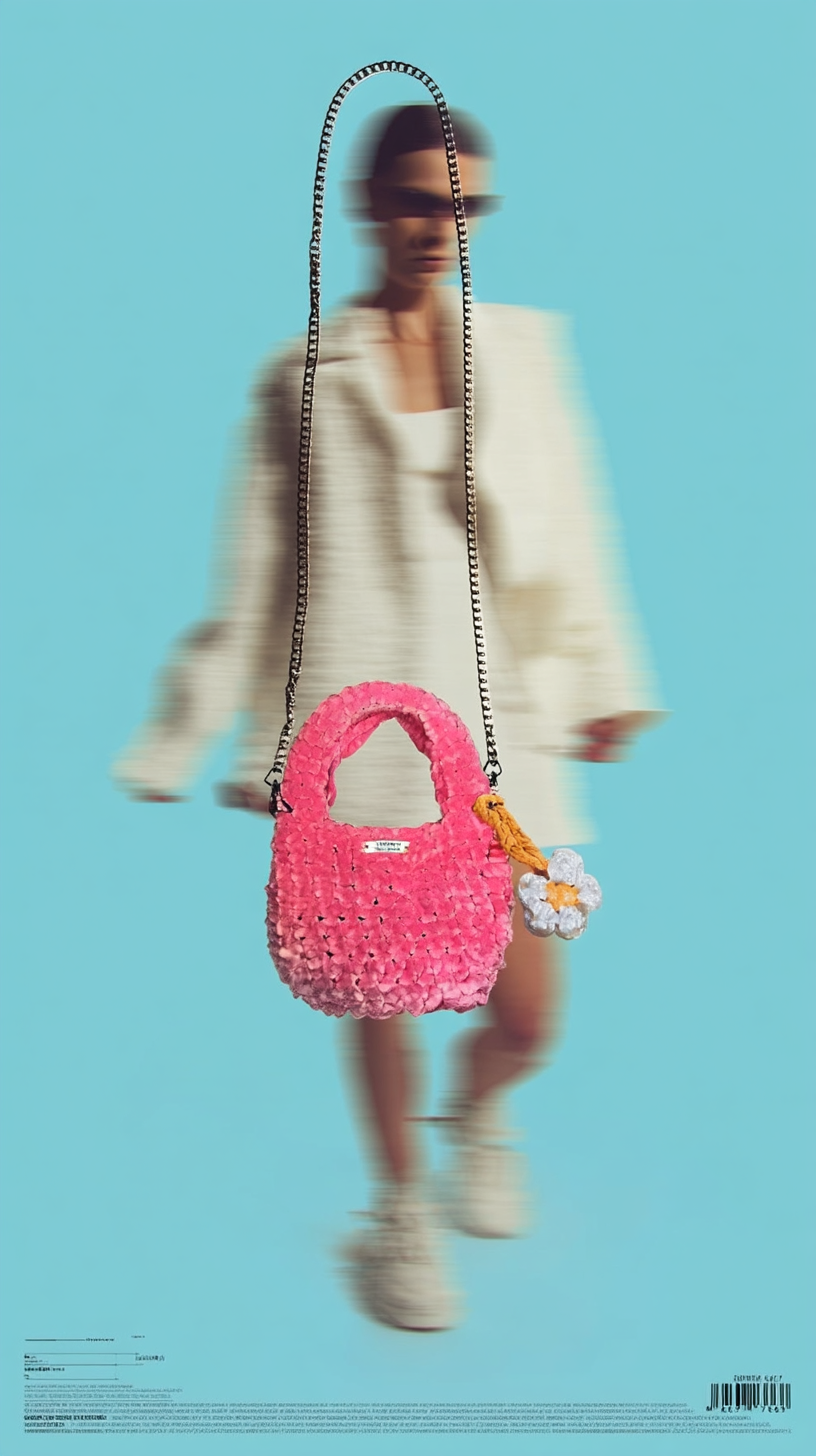 handgemachte Mini Tasche mit weicher Chenille Struktur