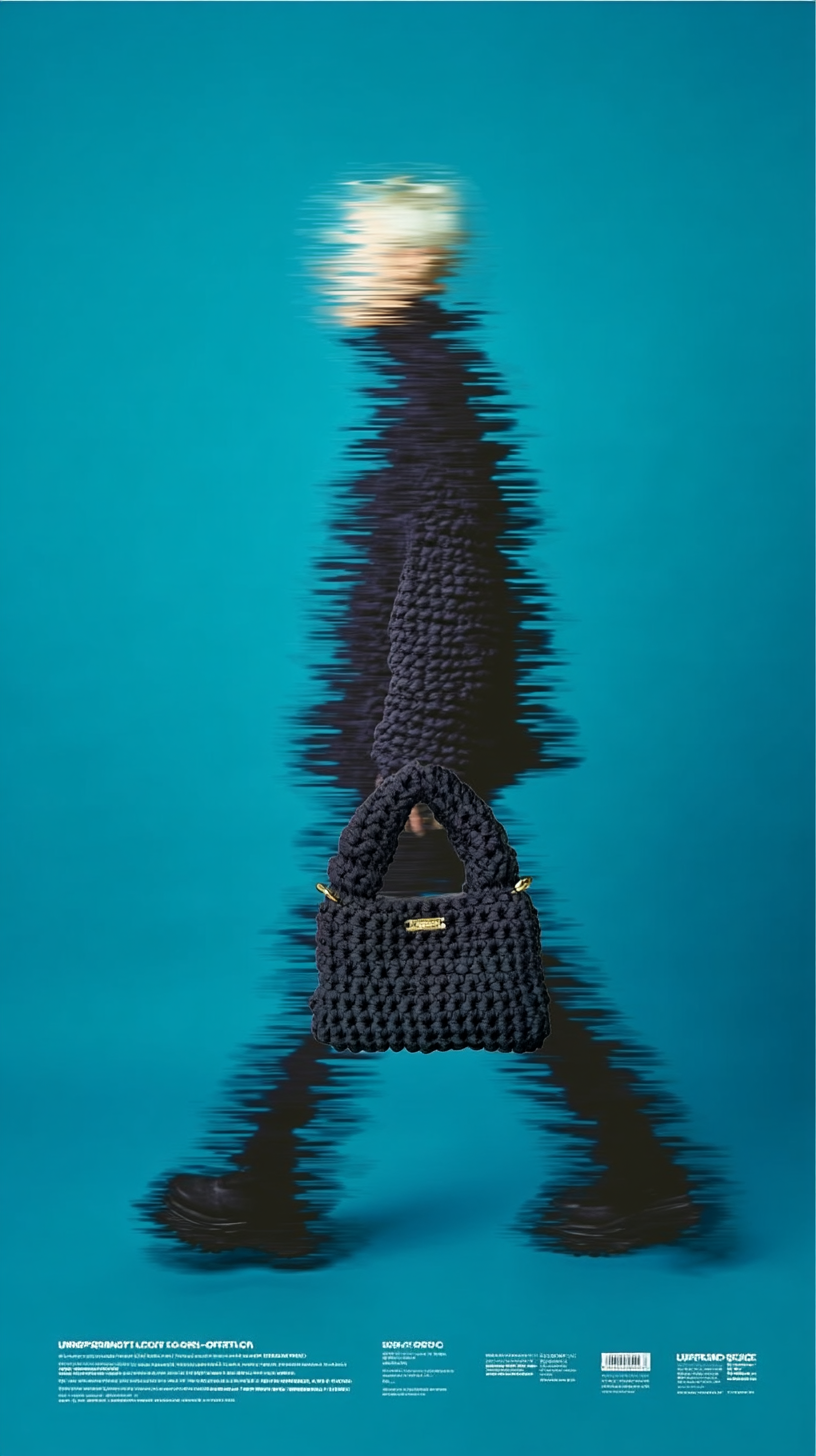 handgehäkelte Handtasche LOOM, 100% nachhaltig Textillgarn In schwarz
