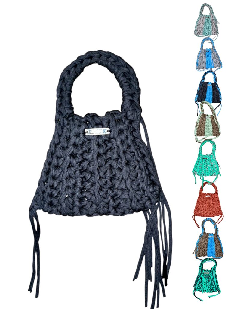 Handgehäkelte nachhaltige Handtasche modern 3 in 1 NALA