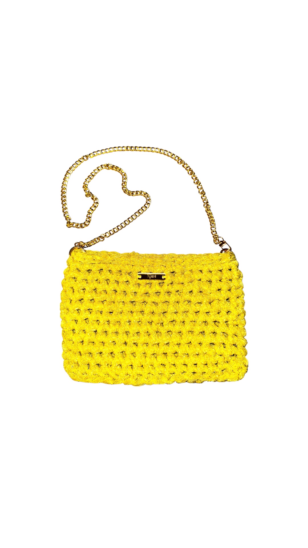 handgefertigte Boho Statement Tasche von MJAVÉ Gelb