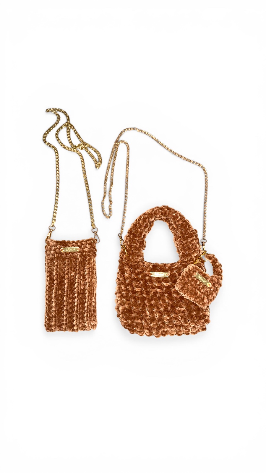 Chenille Mini Bag Clinté – handgehäkelte Tasche mit Kette. – Bild 31