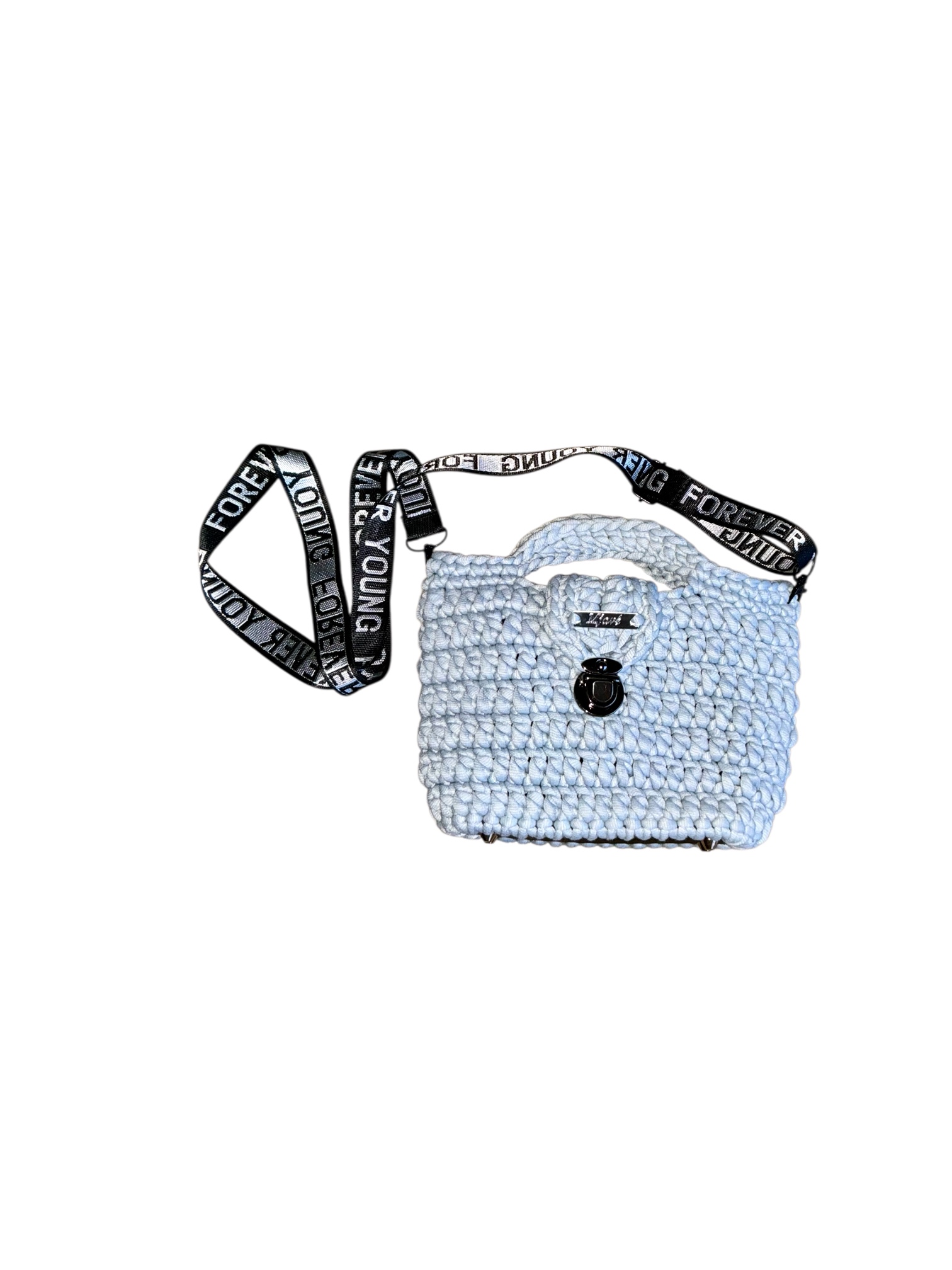 Gehäkelte Mini Tasche weiß elegant
