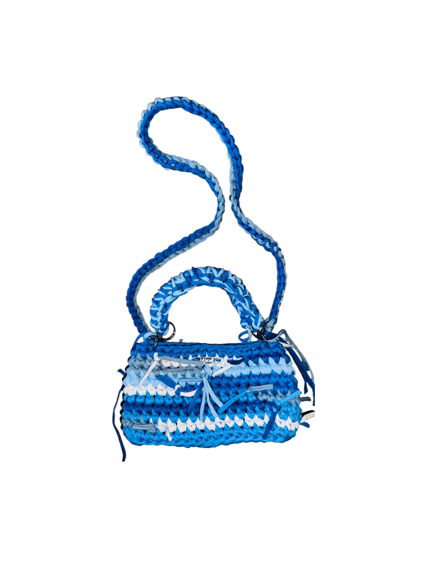 Nachhaltige gehäkelte Handtasche für Damen im Boho Stil in blau