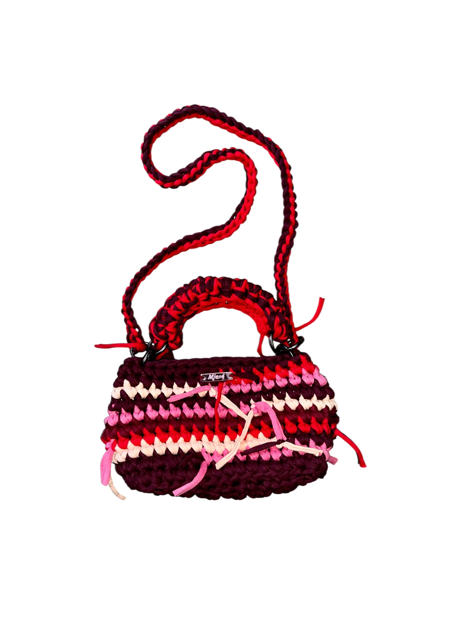 Gehäkelte Handtasche aus recyceltem T-Shirt Garn Fray Collection
