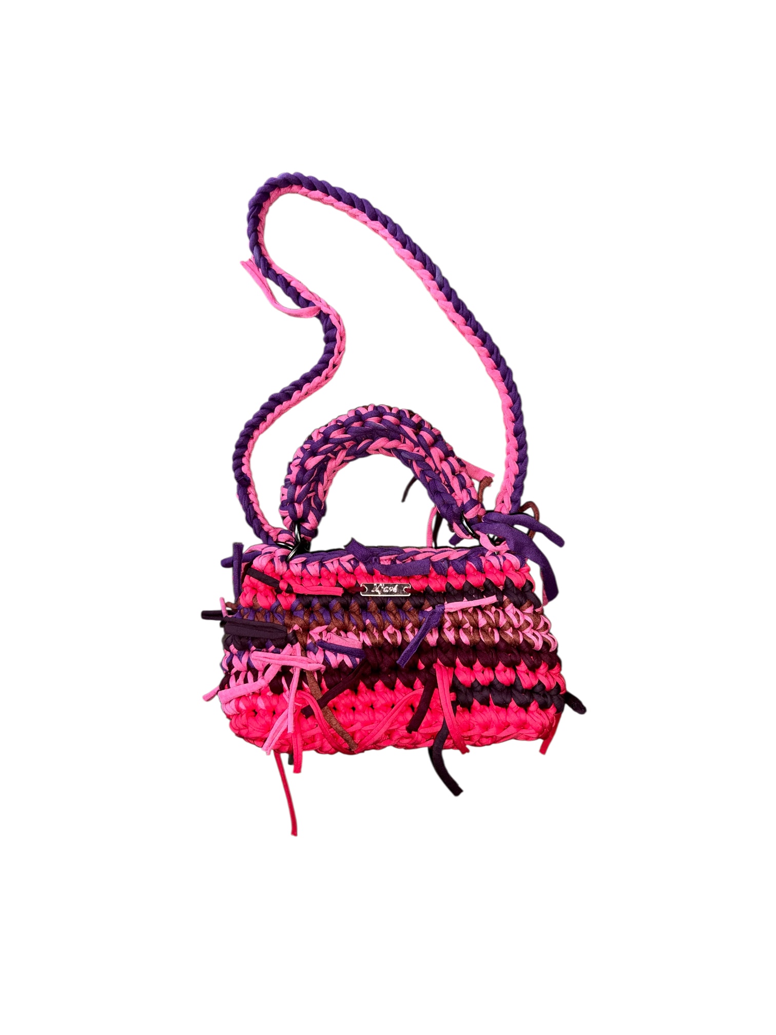 Fray Collection gehäkelte Tasche in Wunschfarbe handgemacht in lila