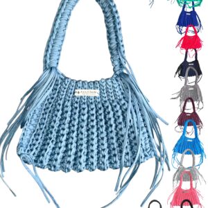 handgehäkelte nachhaltige Boho Tasche aus recyceltem Textilgarn