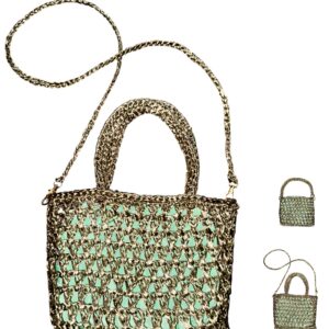 Raffia Tasche Handgehäkelt Boho Sommer Leichte Umhängetasche Naturfaser Nachhaltig Geschenk für Frauen