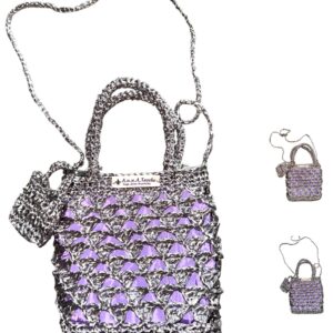 Mini Raffia Tasche Bag + Charm Kopfhörerhülle Handgemacht Leicht Taschenanhänger Geschenk für Frauen Sommer