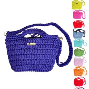 Häkel-Handtasche „Noemi“, nachhaltig aus T-Shirt-Garn, handgemacht, Wunschfarbe, leichte Sommertasche, Geschenkidee für Frauen