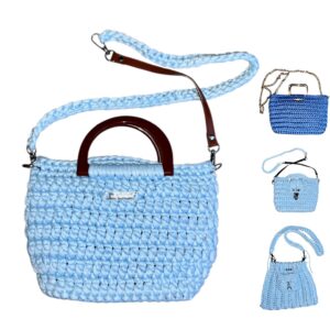 Boho Gehäkelte Handtasche Klein Handgemacht Polyestergarn Leicht Geschenk für Frauen Einzelstück Stylisch Trend