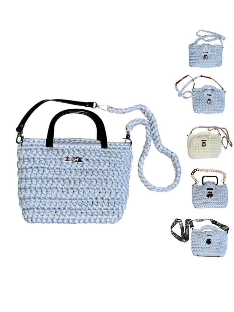 Mini Häkeltasche handmade Damen grau