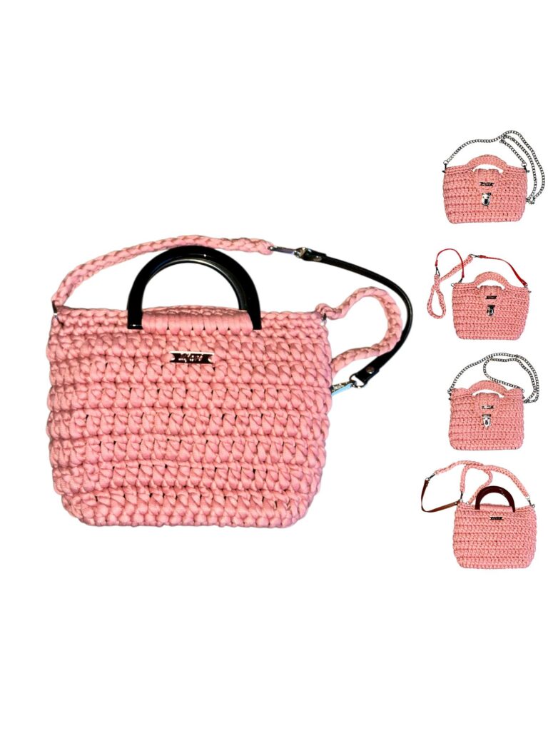 Mira Mini Häkeltasche Altrosa handmade Boho Tasche