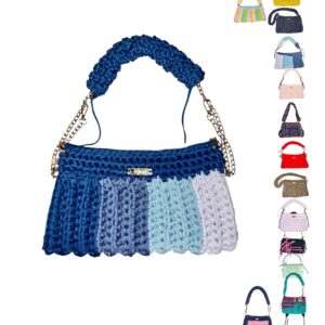 Gehäkelte Boho-Tasche mit Fransen und Kettenhenkel, handgemacht, Einzelanfertigung, Color Craze, Geschenk für Frauen