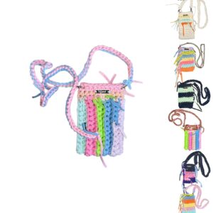 Häkel-Handytasche Mini, recycelt & nachhaltig, aus T-Shirt-Garn, bunt, Boho, handgemacht, Wunschfarbe, Geschenk für Frauen