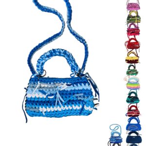 Gehäkelte Handtasche Recycelt T-Shirt Garn Nachhaltig Handgemacht Wunschfarbe Umhängetasche Boho Geschenk für Frauen Fray