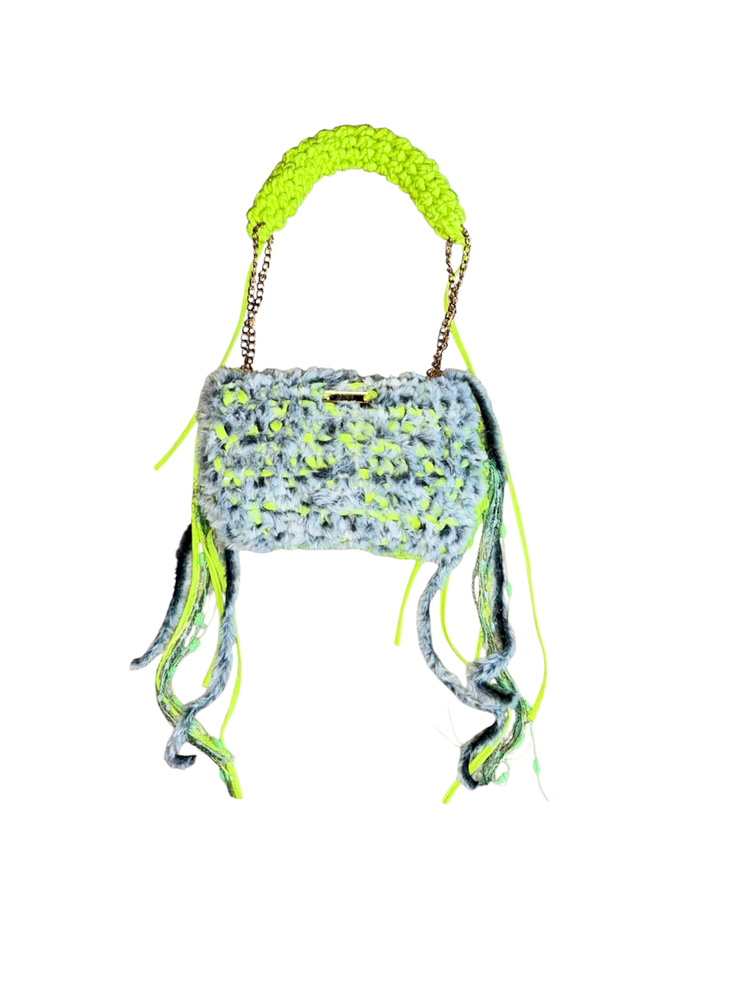 Crochet Teddy Tasche In grau neongelb