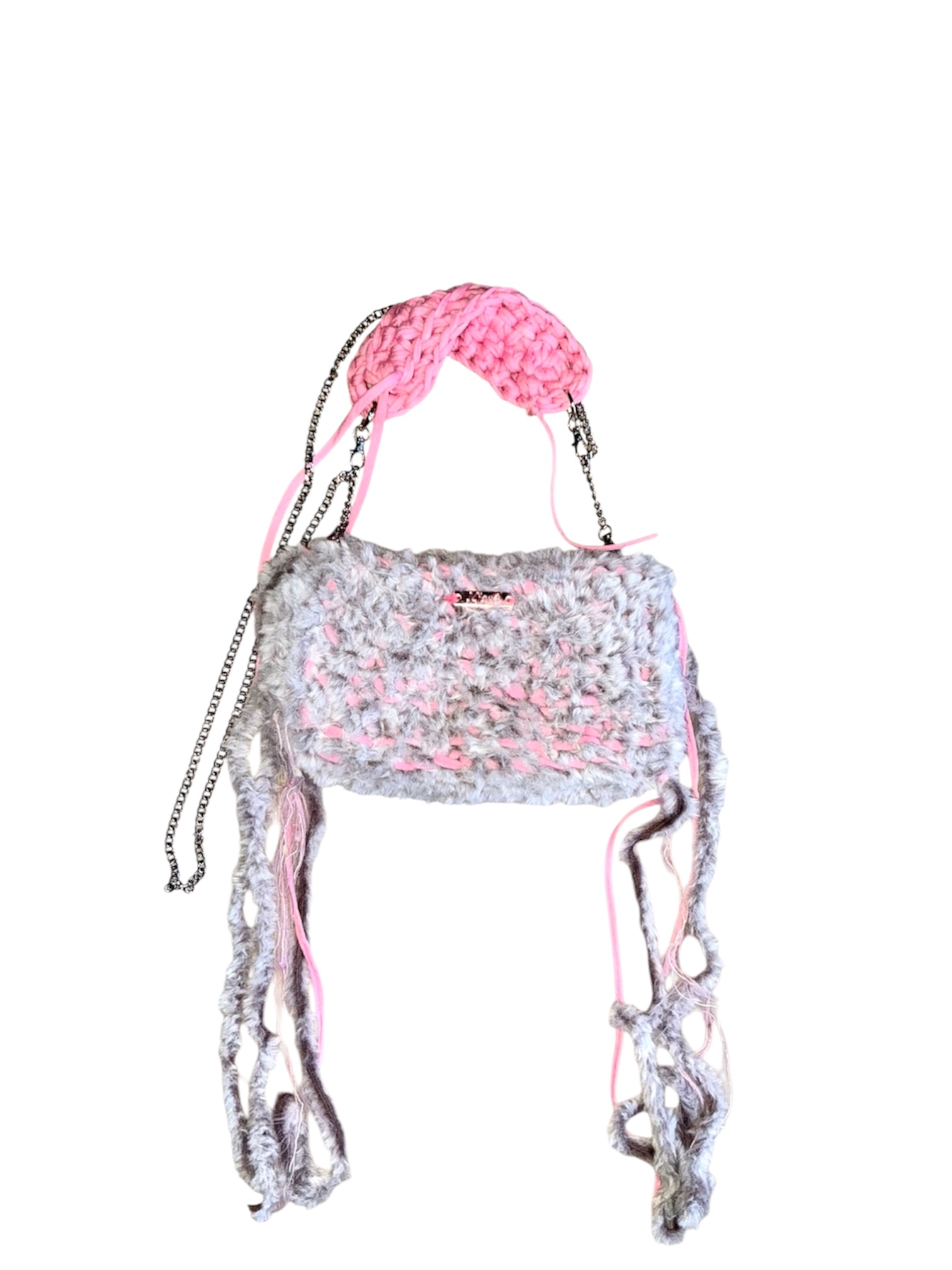 Flauschige Handmade Tasche in beige rosa