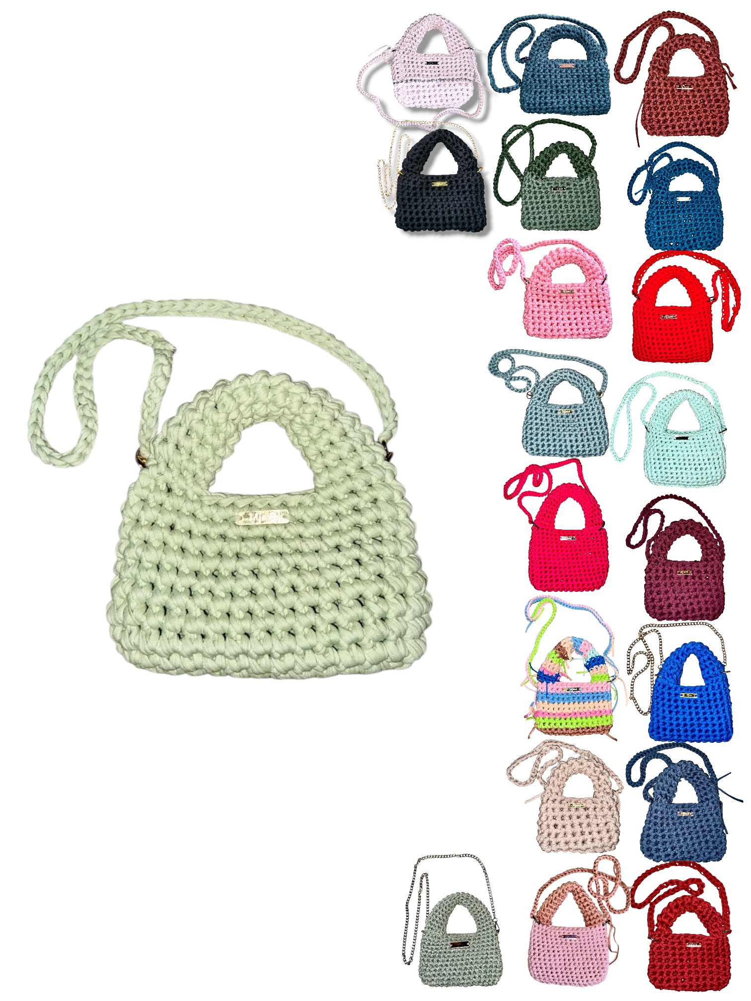 Nachhaltige handgehäkelte Handtasche für moderne Boho Looks in vielen Farben